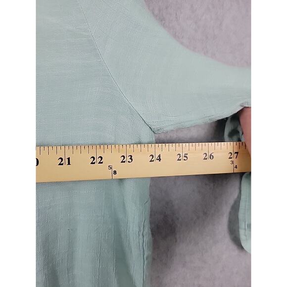 Ruby Rd Pale Green RTS V Neck Semi Sheer Guazy Button Up Shirt Women's Plus 1X - Picture 9 of 11